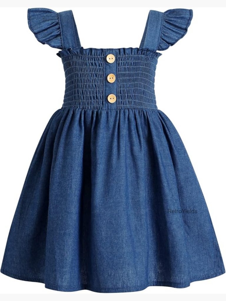 Toddler Ruffle Sleeveless Button Down A-Line Sundress Summer Beach Casual Dress